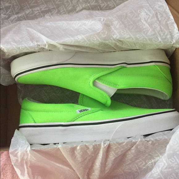 Vans Shoes - Neon green slip-on shoes